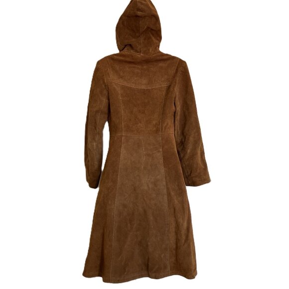 Opera Brand Hooded Suede Coat Snap Front Quilted Lining Vintage Made in Canada - Picture 6 of 12